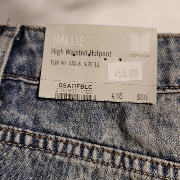Topshop Hallie High Waist Hotpant - Blue Distressed - Picture 5 of 8